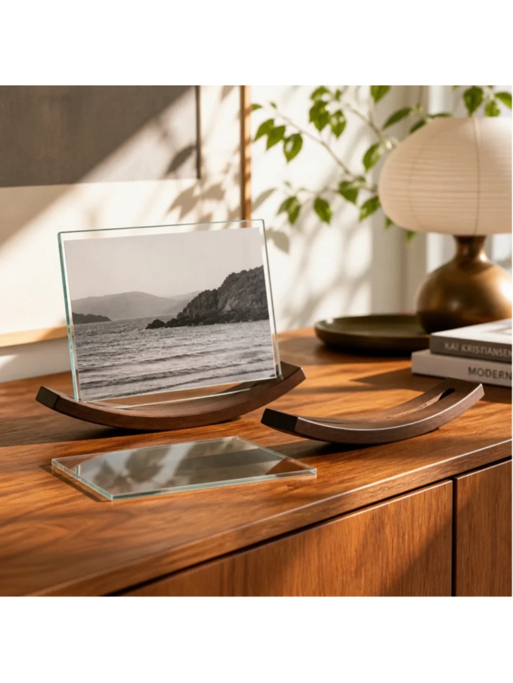 Bestrade Wooden Rocking Picture Frames Set of 3 Tabletop MCM Modern Minimalist